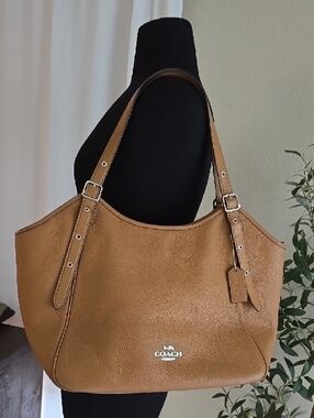 Coach Pebbled Leather Shoulder Bag - Tan/Cognac